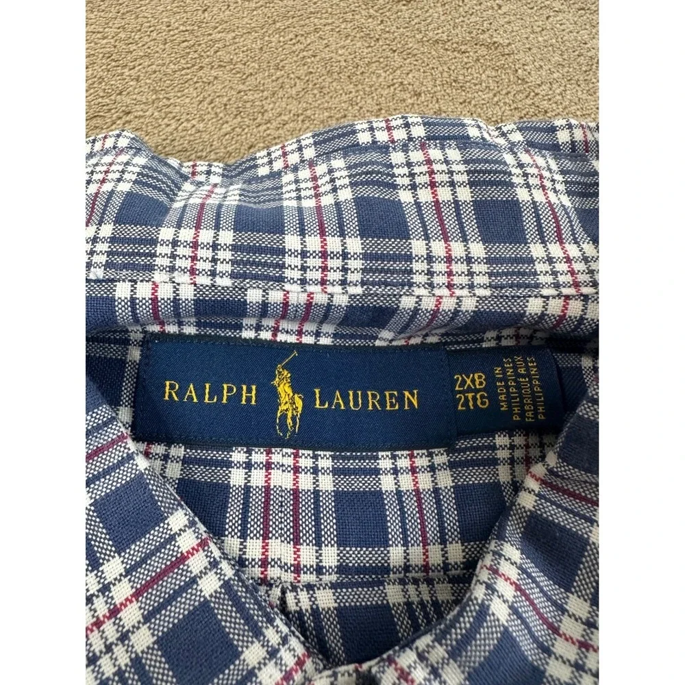 Polo Ralph Lauren Men's 2XB Big Classic Fit Long Sleeve Blue Plaid Pony L/S EUC
